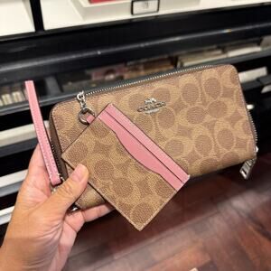 Coach CBZ99 Long Zip Around Wallet With Detachable Card Case In Signature Canvas